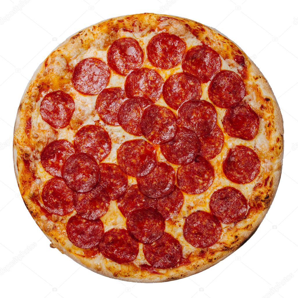 Italian pizza on white table, izolated