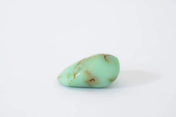 Chrysoprase Close Precious Stone White Background Collectibles — Stock Photo, Image