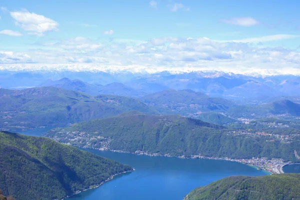 Vista Deslumbrante Lago Lugano Suíça Partir Cume Monte Generoso Excursões — Fotografia de Stock