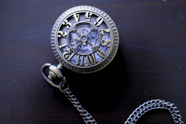 Reloj Bolsillo Vintage Arriba Artículos Colección — Foto de Stock