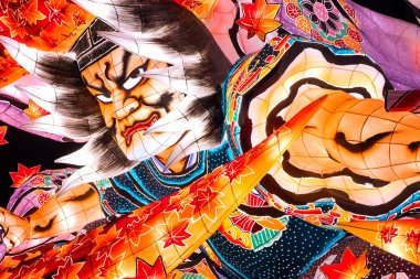 Aomori, Japonya - 22 Nisan 2018: Fener Nebuta Festival geçit Aomori şehir ile yaz aylarında festival Ağustos 2-7, her yıl düzenlenen yüzen.
