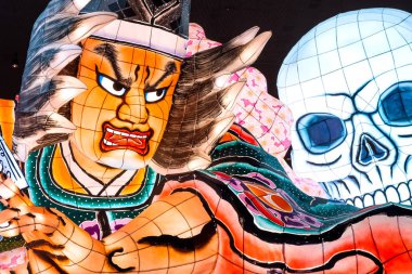 Aomori, Japonya - 22 Nisan 2018: Fener Nebuta Festival geçit Aomori şehir ile yaz aylarında festival Ağustos 2-7, her yıl düzenlenen yüzen.