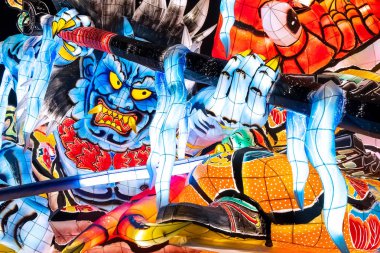 Aomori, Japonya - 22 Nisan 2018: Fener Nebuta Festival geçit Aomori şehir ile yaz aylarında festival Ağustos 2-7, her yıl düzenlenen yüzen.