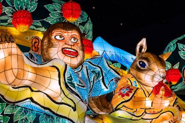 Aomori, Japonya - 22 Nisan 2018: Fener Nebuta Festival geçit Aomori şehir ile yaz aylarında festival Ağustos 2-7, her yıl düzenlenen yüzen.