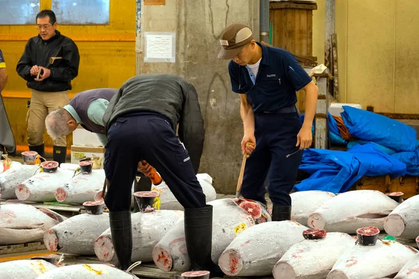 Tokio Japón Abril 2018 Subasta Área Interior Del Mercado Tsukiji — Foto de Stock