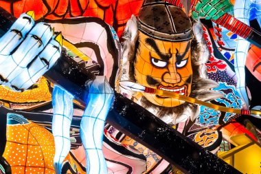 Aomori, Japonya - 22 Nisan 2018: Fener Nebuta Festival geçit Aomori şehir ile yaz aylarında festival Ağustos 2-7, her yıl düzenlenen yüzen.