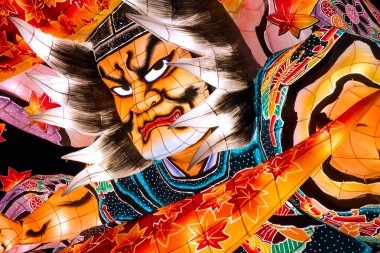 Aomori, Japonya - 22 Nisan 2018: Fener Nebuta Festival geçit Aomori şehir ile yaz aylarında festival Ağustos 2-7, her yıl düzenlenen yüzen.