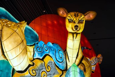 Aomori, Japonya - 22 Nisan 2018: Fener Nebuta Festival geçit Aomori şehir ile yaz aylarında festival Ağustos 2-7, her yıl düzenlenen yüzen.