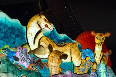 Aomori, Japonya - 22 Nisan 2018: Fener Nebuta Festival geçit Aomori şehir ile yaz aylarında festival Ağustos 2-7, her yıl düzenlenen yüzen.