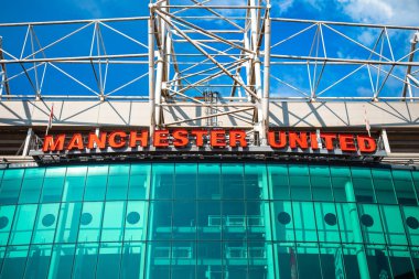 Manchester, İngiltere - 19 Mayıs 2018: Old Trafford'da Manchester United, ev var. En büyük Kulübü futbol stadyumu 74,994 kapasiteli, Amerika'nın ev zemin 1910 yılından bu yana olmuştur