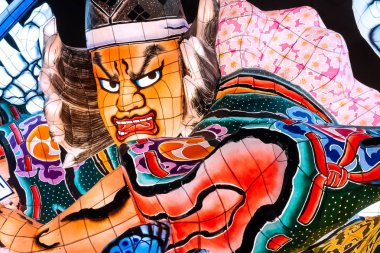 Aomori, Japonya - 22 Nisan 2018: Fener Nebuta Festival geçit Aomori şehir ile yaz aylarında festival Ağustos 2-7, her yıl düzenlenen yüzen.