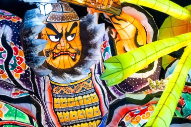 Aomori, Japonya - 22 Nisan 2018: Fener Nebuta Festival geçit Aomori şehir ile yaz aylarında festival Ağustos 2-7, her yıl düzenlenen yüzen.