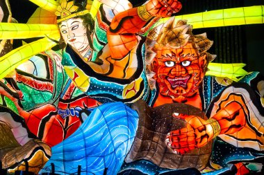 Aomori, Japonya - 22 Nisan 2018: Fener Nebuta Festival geçit Aomori şehir ile yaz aylarında festival Ağustos 2-7, her yıl düzenlenen yüzen.