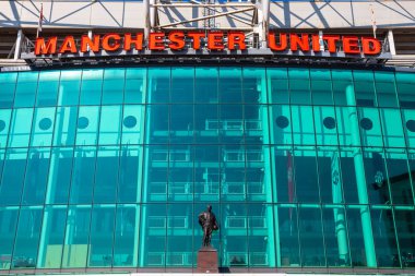 MANCHESTER, UK - MAY 19 2018: Old Trafford is  home of Manchester United. It's the largest club football stadium with a capacity of 74,994, has been United's home ground since 1910