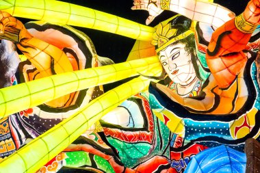 Aomori, Japonya - 22 Nisan 2018: Fener Nebuta Festival geçit Aomori şehir ile yaz aylarında festival Ağustos 2-7, her yıl düzenlenen yüzen.