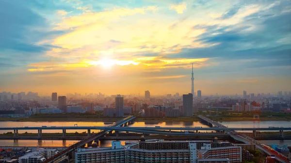 Vista Panorâmica Cidade Tokyo Capital Japão Crepúsculo — Fotografia de Stock