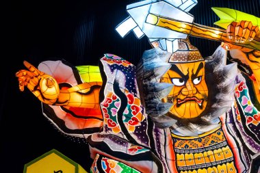 Aomori, Japonya - 22 Nisan 2018: Fener Nebuta Festival geçit Aomori şehir ile yaz aylarında festival Ağustos 2-7, her yıl düzenlenen yüzen.