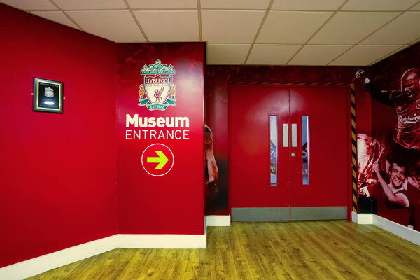 LIVERPOOL, UNITED KINGDOM - MAY 17 2018: The Liverpool FC Story is the museum that dedicated to stars of the past to present, player profiles and videos of LFC heroes in action in historic moments