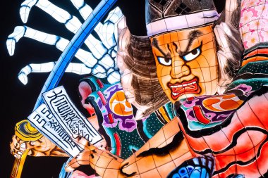 Aomori, Japonya - 22 Nisan 2018: Fener Nebuta Festival geçit Aomori şehir ile yaz aylarında festival Ağustos 2-7, her yıl düzenlenen yüzen.