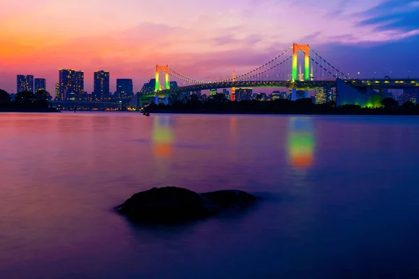 Kleurrijke Illuminations Brug Van Regenboog Van Odaiba Tokio Japan — Stockfoto