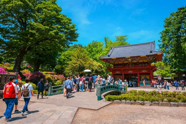 2018 根津神社を設立し 1705 都市の場所が最も古い礼拝の一つ 月上旬まで 月上旬から開催 つつじ祭りで有名です — ストック写真