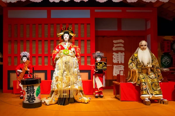 Tokyo Giappone Aprile 2018 Bambole Grandezza Naturale Ritraggono Tradizionale Performance — Foto Stock