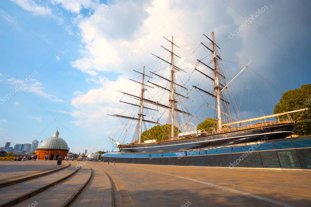 Cutty Sark, the historical tea clipper ship in Greenwich, London, UK 