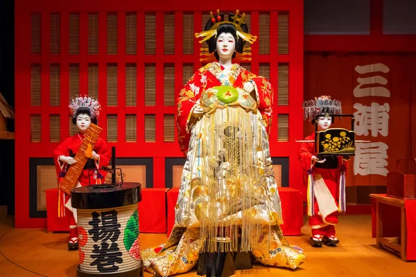 Τόκιο Ιαπωνία Απριλίου 2018 Ζωή Μέγεθος Κούκλες Απεικονίζουν Παραδοσιακά Ιαπωνικά — Φωτογραφία Αρχείου