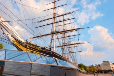 Cutty Sark, tarihsel çay kesme makinesi gemi Greenwich, Londra, İngiltere 