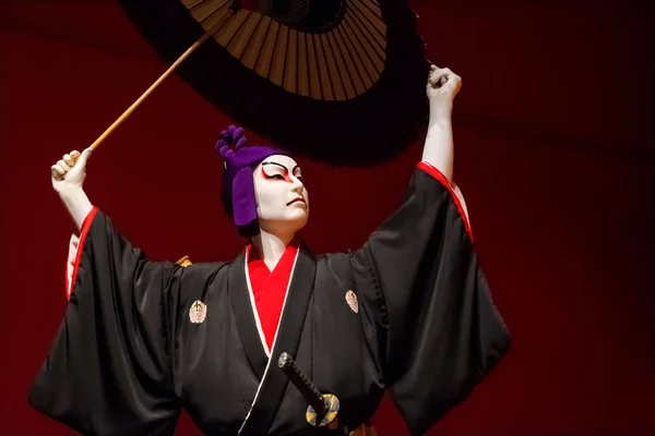 Tóquio Japão Abril 2018 Bonecas Tamanho Real Retratam Tradicional Performance — Fotografia de Stock