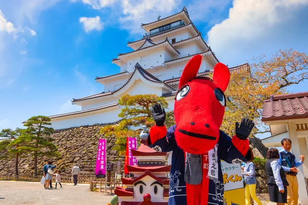 Aizuwakamatsu Japan April 2018 Oidentifierade Japanska Klänningar Akabeko Legendarisk Från — Stockfoto