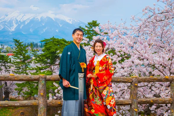 Hirosaki Japón Abril 2018 Novia Oscuridad Japonesas Identificadas Asisten Una — Foto de Stock