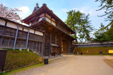 Tohoku bölgesi ve Japonya 'nın en güzel sakura yerlerinden biri olan Hirosaki parkındaki Kiraz Çiçeği.