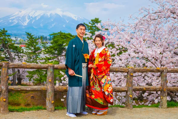 Hirosaki Japan April 2018 Unidentified Japanese Gloom Bride Attend Japanese — Stock Photo, Image