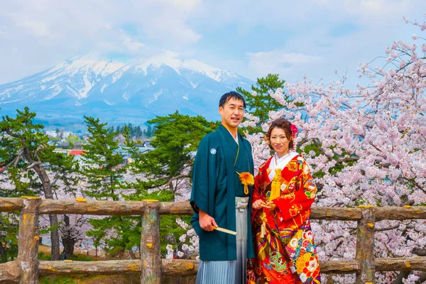 Hirosaki Japón Abril 2018 Novia Oscuridad Japonesas Identificadas Asisten Una — Foto de Stock