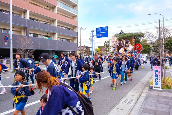 Iwate Japonsko Duben 2018 Neznámá Skupina Lidí Vyzkoušet Tradiční Festival — Stock fotografie