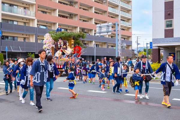 Iwate Japonsko Duben 2018 Neznámá Skupina Lidí Vyzkoušet Tradiční Festival — Stock fotografie