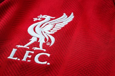 Liverpool Fc futbol ev mayo 2018-2019 kulübün amblemi ile yaklaşık Close-Up