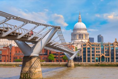 View of St Paul's Cathedral with the Millenium Bridge clipart