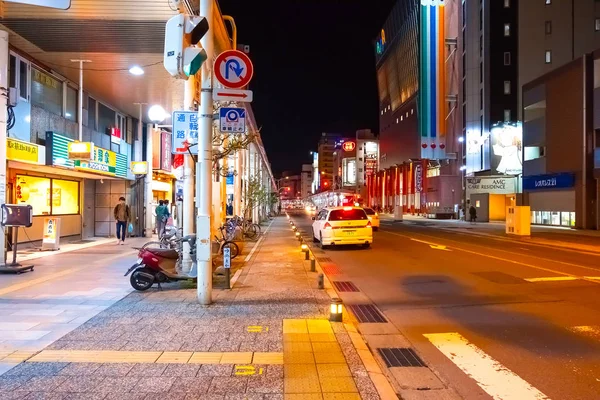 Aomori Japão Abril 2018 Rua Comercial Noite Aomori — Fotografia de Stock