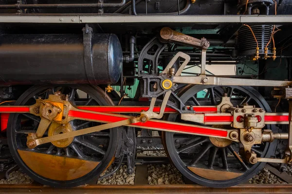 Close up de rodas locomotivas a vapor — Fotografia de Stock