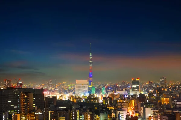 Vue panoramique de la ville de tokyo, la capitale du Japon la nuit — Photo