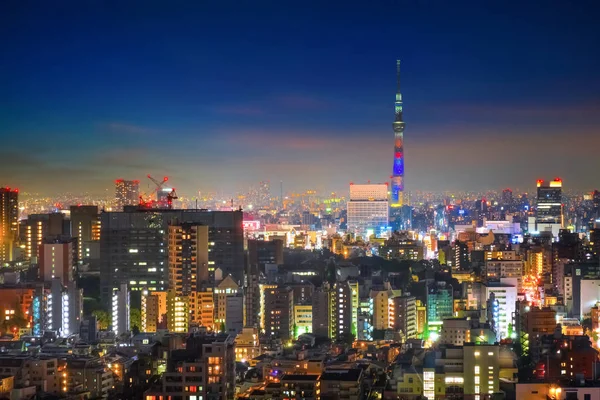 Vista panorámica de la ciudad de tokyo, la capital de Japón por la noche —  Fotos de Stock