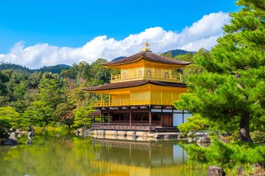 Kyoto, Japonya 'daki Golden Pavilion-Kinkaku-ji Tapınağı