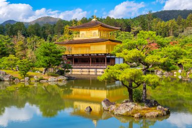 Kyoto, Japonya 'daki Golden Pavilion-Kinkaku-ji Tapınağı