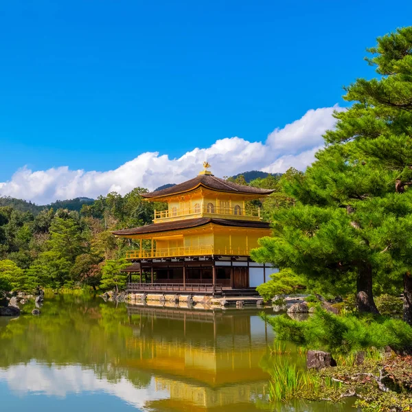 Zlatý pavilon-Kinkaku-ji chrám v Kjótu, Japonsko — Stock fotografie