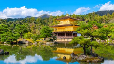 Kyoto, Japonya 'daki Golden Pavilion-Kinkaku-ji Tapınağı