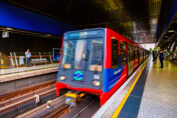 London May 2018 Docklands Light Railway Dlr Automated Light Metro — Stock Photo, Image