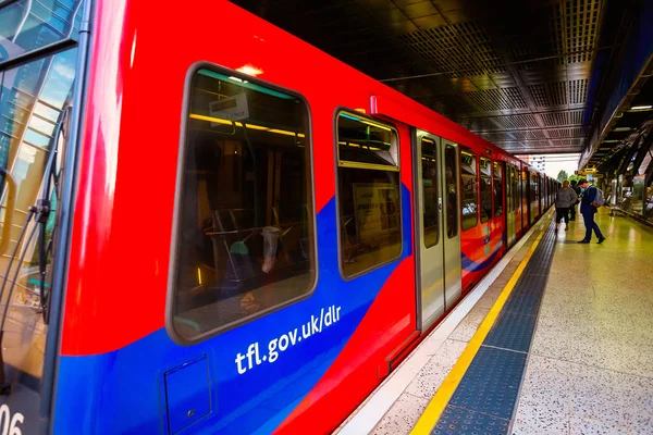 London May 2018 Docklands Light Railway Dlr Automated Light Metro — Stock Photo, Image