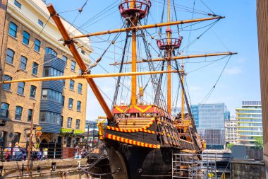 The replica of the Golden Hinde, the UK's famous ship in London, UK  clipart